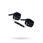 Черные двухслойные кожаные оковы с белой строчкой - Pecado - купить с доставкой в Рыбинске