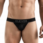 Черные перфорированные трусы-джоки Clever Ambar Jockstrap - Clever Masculine Underwear купить с доставкой