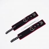 Черно-красные оковы с красной строчкой Sex - Crazy Handmade - купить с доставкой в Рыбинске