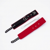 Черно-красные оковы с красной строчкой Sex - Crazy Handmade - купить с доставкой в Рыбинске