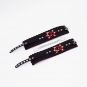 Черные кожаные оковы с красным декором и строчкой - Crazy Handmade - купить с доставкой в Рыбинске