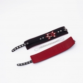 Черные кожаные оковы с красным декором и строчкой - Crazy Handmade - купить с доставкой в Рыбинске