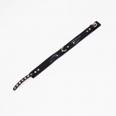 Черный кожаный ошейник с золотистой фурнитурой - Crazy Handmade - купить с доставкой в Рыбинске