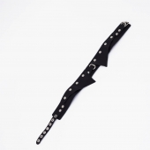 Черный однослойный кожаный ошейник с имитацией воротничка - Crazy Handmade - купить с доставкой в Рыбинске