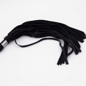 Черный кожаный флоггер со стальной ручкой - 45 см. - Crazy Handmade - купить с доставкой в Рыбинске