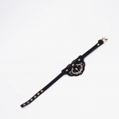 Черный фигурный кожаный ошейник с золотистой фурнитурой - Crazy Handmade - купить с доставкой в Рыбинске