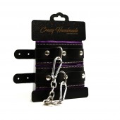 Черно-фиолетовые скругленные наручники с мягкой подкладкой - Crazy Handmade - купить с доставкой в Рыбинске