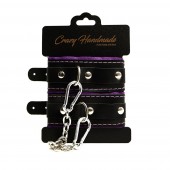 Черно-фиолетовые скругленные наручники с мягкой подкладкой - Crazy Handmade - купить с доставкой в Рыбинске