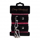 Черно-розовые скругленные наручники с мягкой подкладкой - Crazy Handmade - купить с доставкой в Рыбинске