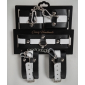 Набор фиксаторов из черной и белой натуральной кожи - Crazy Handmade - купить с доставкой в Рыбинске