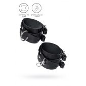 Черные кожаные оковы с двумя перекрёстными ремешками - Pecado - купить с доставкой в Рыбинске