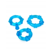 Набор из 3 синих эрекционных колец с различным рельефом - Erowoman-Eroman - в Рыбинске купить с доставкой