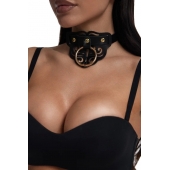 Черный чокер с клепками и золотистой фурнитурой - Crazy Handmade - купить с доставкой в Рыбинске