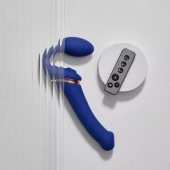 Синий безремневой страпон Multi Orgasm Bendable Strap-On size XL с клиторальной стимуляцией - Strap-on-me - купить с доставкой в Рыбинске