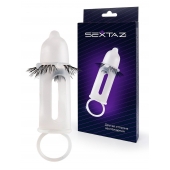 Эластичная насадка на пенис с подхватом мошонки и стимулирующими «ресничками» - Sextaz - в Рыбинске купить с доставкой