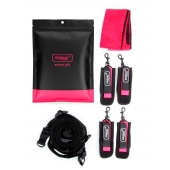 Черно-розовый эротический набор: фиксатор, оковы, наручники, повязка - Erokay - купить с доставкой в Рыбинске