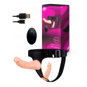 Женский страпон с 2 насадками, вибрацией и пультом ДУ - Erowoman-Eroman - купить с доставкой в Рыбинске