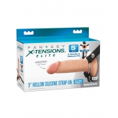 Телесный пустотелый фаллопротез 5’’ Hollow Silicone Strap-On - 14 см. - Pipedream - купить с доставкой в Рыбинске