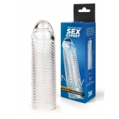 Прозрачная закрытая насадка на пенис с ребрышками - 16 см. - Sex Expert - в Рыбинске купить с доставкой