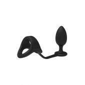 Черное эрекционное кольцо с анальной пробкой Cockstrap With Anal Plug - Dream Toys - в Рыбинске купить с доставкой