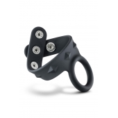 Черное эрекционное кольцо с подхватом мошонки на кнопках VS6 - Blush Novelties - в Рыбинске купить с доставкой