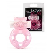 Розовое эрекционное виброкольцо в форме мишки - 1137 - в Рыбинске купить с доставкой