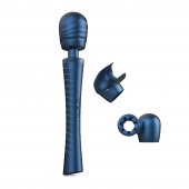 Синий вибромассажёр с насадками Man.wand Edgy - Manwan - в Рыбинске купить с доставкой