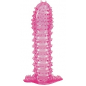 Гелевая розовая насадка с шипами - 12 см. - Toyfa Basic - в Рыбинске купить с доставкой