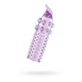 Гелевая фиолетовая насадка с шариками, шипами и усиком - 11 см. - Toyfa Basic - в Рыбинске купить с доставкой