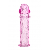 Гладкая розовая насадка с усиками под головкой - 12,5 см. - Toyfa Basic - в Рыбинске купить с доставкой