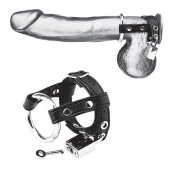 Утяжка на пенис на замочке Duo Cock And Ball Lock - BlueLine - купить с доставкой в Рыбинске
