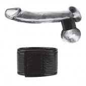 Чёрная утяжка на мошонку 1  Velcro Ball Stretcher - BlueLine - купить с доставкой в Рыбинске