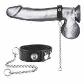 Утяжка на пенис с поводком Snap Cock Ring With 12  Leash - BlueLine - купить с доставкой в Рыбинске