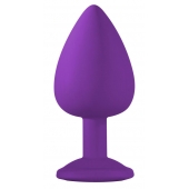 Большая фиолетовая анальная пробка Emotions Cutie Large с голубым кристаллом - 10 см. - Lola Games - купить с доставкой в Рыбинске