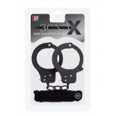 Чёрные наручники из листового металла в комплекте с веревкой BONDX METAL CUFFS LOVE ROPE SET - Dream Toys - купить с доставкой в Рыбинске