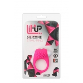 Розовое эрекционное кольцо с щеточкой LIT-UP SILICONE STIMU RING 5 - Dream Toys - в Рыбинске купить с доставкой