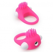Розовое эрекционное кольцо с щеточкой LIT-UP SILICONE STIMU RING 5 - Dream Toys - в Рыбинске купить с доставкой