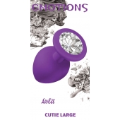 Большая фиолетовая анальная пробка Emotions Cutie Large с прозрачным кристаллом - 10 см. - Lola Games - купить с доставкой в Рыбинске
