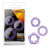 Набор из 3 фиолетовых эрекционных колец Stay Hard Beaded Cockrings - Blush Novelties - в Рыбинске купить с доставкой