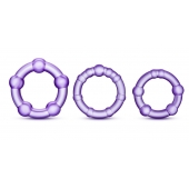 Набор из 3 фиолетовых эрекционных колец Stay Hard Beaded Cockrings - Blush Novelties - в Рыбинске купить с доставкой