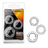 Набор из 3 прозрачных эрекционных колец Stay Hard Beaded Cockrings - Blush Novelties - в Рыбинске купить с доставкой