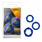 Набор из 3 синих эрекционных колец Stay Hard Beaded Cockrings - Blush Novelties - в Рыбинске купить с доставкой