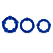 Набор из 3 синих эрекционных колец Stay Hard Beaded Cockrings - Blush Novelties - в Рыбинске купить с доставкой