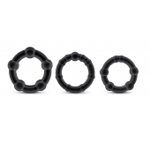 Набор из 3 чёрных эрекционных колец Stay Hard Beaded Cockrings - Blush Novelties - в Рыбинске купить с доставкой