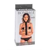 Ошейник с длинной лентой и наручниками Strap Bondage Kit Plus Size - Lola Games - купить с доставкой в Рыбинске