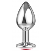 Большая серебристая анальная пробка Diamond Red Sparkle Large с красным кристаллом - 8 см. - Lola Games - купить с доставкой в Рыбинске