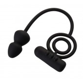 Чёрное эрекционное кольцо с вибропулькой и анальным хвостом - Erotist Adult Toys - в Рыбинске купить с доставкой