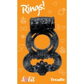 Чёрное эрекционное кольцо Rings Treadle с подхватом - Lola Games - в Рыбинске купить с доставкой