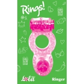 Розовое эрекционное кольцо с вибрацией Rings Ringer - Lola Games - в Рыбинске купить с доставкой
