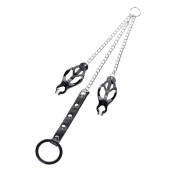 Черно-серебристые зажимы для сосков с кольцом для пениса TOYFA Metal - ToyFa - купить с доставкой в Рыбинске